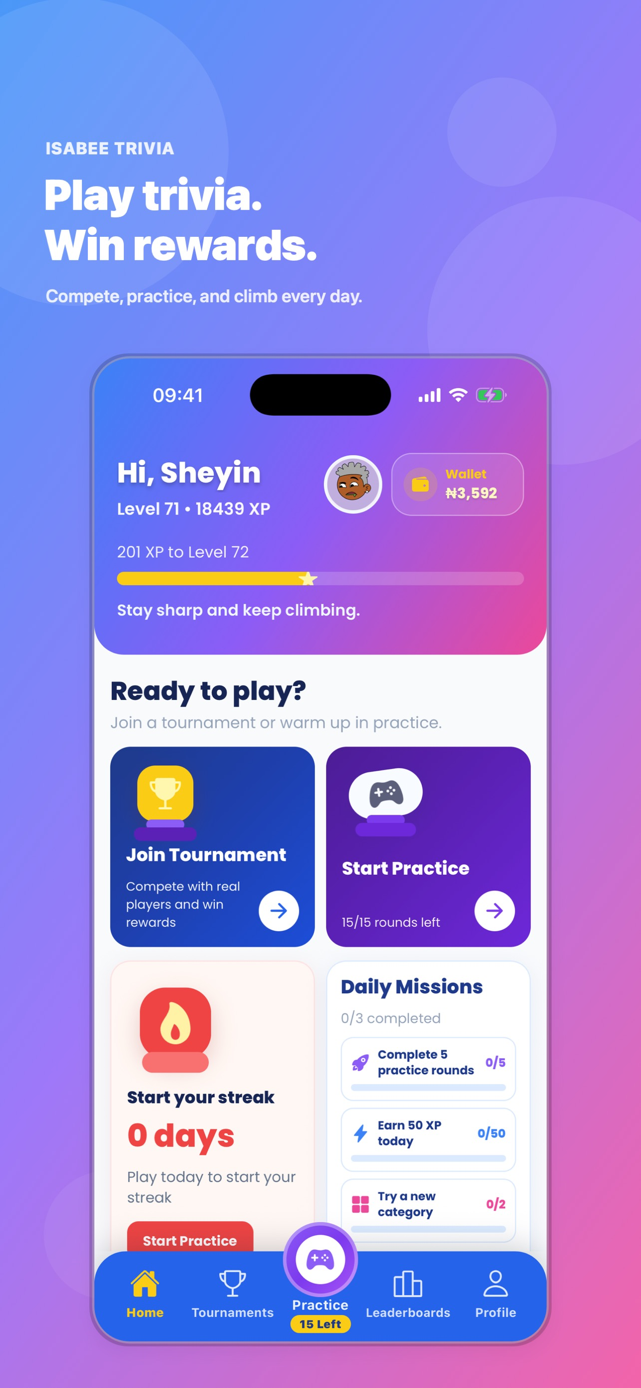 ISABEE lobby and reward overview